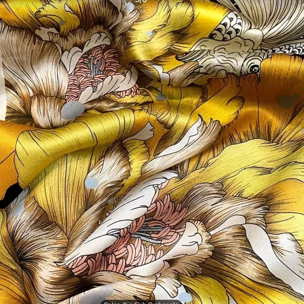 Floral scarf with Yellow and Black Design
